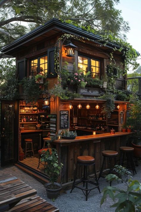 Plants In Small Spaces, Patio Bars, Restaurant Exterior Design, Container Cafe, Outdoor Restaurant Design, Container Garden Ideas, Cozy Coffee Shop, Backyard Bar, Coffee Places