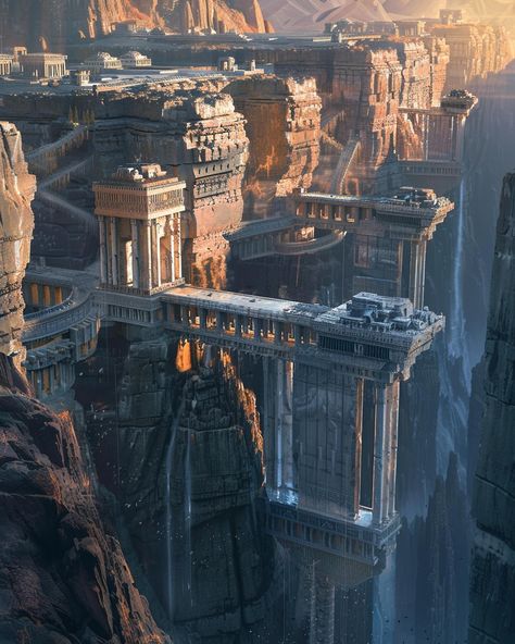 Empire Architecture, Inner Monster, Desert Aesthetic, Mandala Rock Art, Dragon City, Location Inspiration, Fantasy City, Fantasy Setting, Futuristic Art