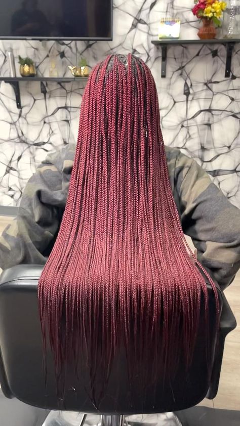 Maroon Knotless Braids, Burgundy Knotless Box Braids, Burgundy Knotless Braids, Red Knotless, Burgundy Braids, Natural Hair Box Braids, Burgundy Box Braids, Red Box Braids, Pretty Braids