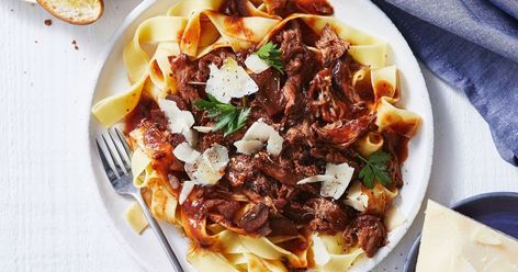 When you have a little time up your sleeve, cook this mouth-watering lamb shank ragu for dinner tonight, or pop it in the freezer for cooler nights to come. Dinner Night Ideas, Slow Cook Meals, Lamb Backstrap, Short Rib Ragu, Pappardelle Recipe, Anna Olson Recipes, Cooking Lamb, Australia Recipes, The Defined Dish