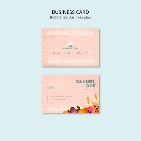 Free PSD | Bubble tea business card template design Boba Business Card, Tea Business Card, Bubble Tea Business, Tea Business, Name Card Design, Visiting Card, Business Card Template Design, Boba Tea, Visiting Cards