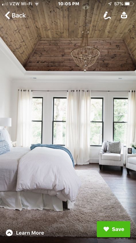 Kate Rumson, Tray Ceiling Ideas, Modern Farmhouse Bedroom Ideas, House Addition, Bathroom Oasis, Modern Farmhouse Bedroom, Bedroom Table, Wood Ceiling, Tray Ceiling