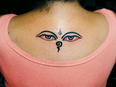 Eye Of Buddha Tattoo, Buddhas Eyes Tattoo, Buddha Eyes Tattoo, Ohm Tattoo, Buda Tattoo, Eye Tattoo Meaning, Buddha Eyes, Tibetan Tattoo, Body Tattoo Design