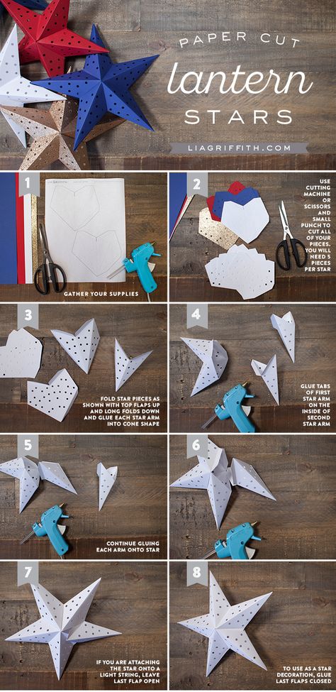 Paper Cut Star Lantern Paper Star Lights, Paper Star Lanterns, Star Lights, Star Lanterns, Origami 3d, Paper Lantern, Paper Snowflakes, Make Paper, Light Garland