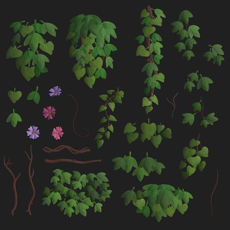 ArtStation - RAWMEN - Stylized Environment Art, Allan Huang Jungle Environment Art, Stylised 3d Environment, Foliage Concept Art, 3d Stylized Environment, Stylized Environment Concept Art, Flower Concept Art, Stylized Plants, Bush Painting, Stylized Foliage