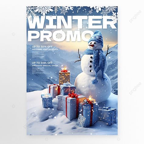 three dimensional 3d snowman snow scene snowflake gift box hello winter promotional poster winter Winter Promotion, 3d Snowman, Seasons Posters, Snowman Snow, First Day Of Winter, Promotional Poster, Ad Poster, Hello Winter, Promotional Design