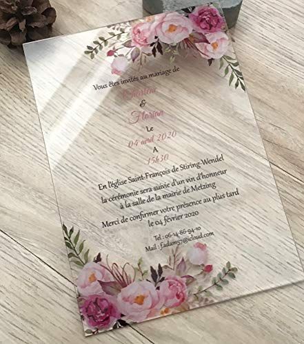 Pink Flroral Acrylic Wedding Invitation,Free Design Acrylic Invitations,Laser Cut Wedding Invitation Cards,Roses Tran... Elegant Wedding Save The Dates, Resin Wedding Invitation, Acrylic Menu Cards, Acrylic Cards, Acrylic Invites, Barbie Invitations, Amazon Wedding, Pink Quince, Acrylic Wedding Invitation