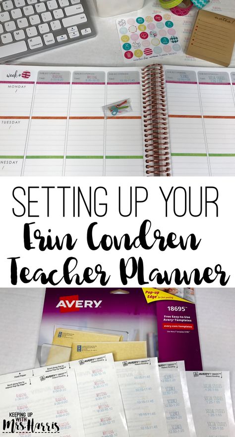 Erin Condren - Erin Condren Teacher Planner - Setting up your Erin condren Teacher Planner Free Teacher Binder, Free Lesson Planner, Teaching Planner, Erin Condren Teacher Planner, Teacher Planner Templates, Wedding Planner Binder, Teacher Planning, Teacher Binder, Lesson Planner