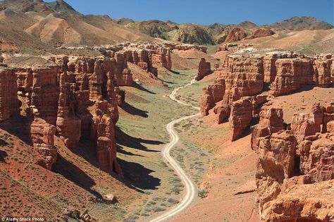 Charyn Canyon (also known as Sharyn) is the perfect spot for a day trip and is situated an hour's drive from Almaty Destination Voyage, World Cities, Best Places To Live, City Landscape, Rock Formations, Travel Goals, Asia Travel, Wonderful Places, Natural Wonders