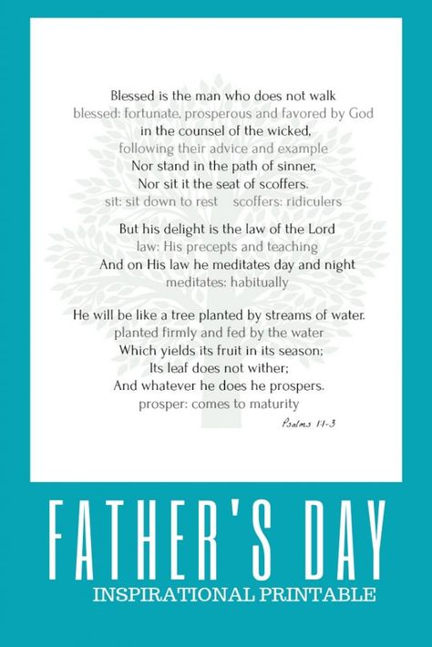 FATHER'S DAY SCRIPTURE PRINTABLE - StoneGable Fathers Day Scripture, Fathers Day Bookmark, Poem For Father, Father's Day Scripture, Sunday Scriptures, Fathers Day Bible Verse, Father Poems, Stone Gable, Gifts For Fathers Day