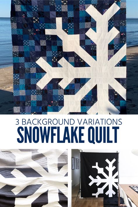 Large Snowflake Quilt Pattern, Blue Christmas Quilts Ideas, Fabric Snowflakes Pattern, Xmas Quilts Free Pattern, Snowflake Quilt Pattern Free, Halfsquaretriangles Quilts, Winter Quilts Ideas, Winter Quilt Patterns Free, Snowflake Quilt Blocks Free Pattern