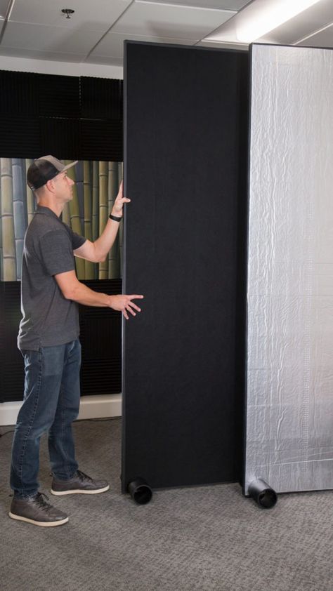 DIY Room Divider - DIWHY.LIFE Soundproof Room Divider Wall Dividers, Wheeled Room Divider, Home Gym Room Divider, Plywood Room Divider Diy, Basement Wall Divider Ideas, Diy Wall Partition Room Dividers, How To Make Room Dividers Diy, Classroom Dividers Diy, Diy Room Separator