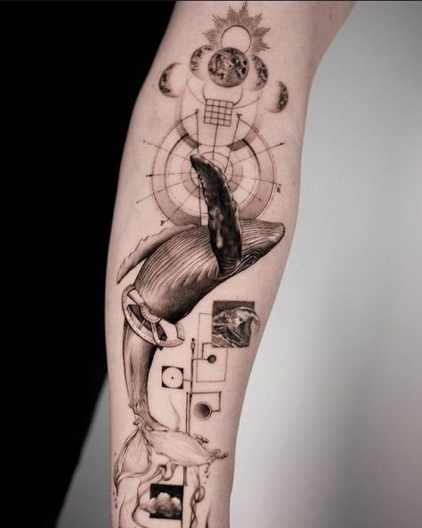 Unique Half Sleeve Tattoos, Instagram Amsterdam, Unique Tattoos For Men, Whale Tattoo, Forearm Band Tattoos, Whale Tattoos, Triangle Tattoos, Upper Arm Tattoos, Geometric Tattoo Design