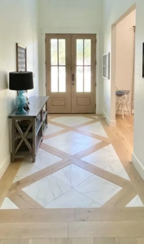 Entryway Floor Design, Hardwood Floor Entryway Designs, Entrance Way Tile Floor, Front Foyer Flooring Ideas, Foyer Tile To Hardwood Transition, Entry Vestibule Design, Entry Floor Tile Ideas, Tiled Entryway Floor Front Entry, Tiled Foyer Entryway