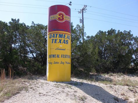 Oatmeal, Texas Silly Names, Oatmeal Diet, Weird Names, Funny City, Texas Towns, Town Names, Texas Travel, Water Tower, Reduce Weight