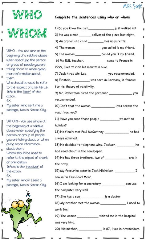 Who And Whom Worksheet, Who Or Whom, Who Whom Whose Worksheet, Who And Whom, Who Vs Whom, Relative Clauses, Relative Pronouns, Regular And Irregular Verbs, Simple Past Tense