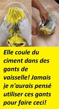 Elle coule du ciment dans des gants de vaisselle! Jamais je n'aurais pensé utiliser ces gants pour faire ceci! Mother Of Groom Outfits, Bike Shelter, Diy Crochet Slippers, Macrame Knots Tutorial, Clothes Organization Diy, Plaster Of Paris, Knots Tutorial, Les Couples, Crochet Socks