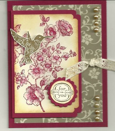 CC383, Color Challenge by barbaradwyer82 - Cards and Paper Crafts at Splitcoaststampers Hummingbird Cards, Hummingbird Card, Raspberry Ripple, Altenew Cards, Minecraft Birthday Party, Hand Stamped Cards, Card Layouts, Woman Card, Birthday Cards For Women