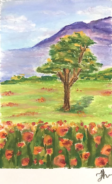 Oil Pastel Landscape Easy, Oil Pastel Landscape, Nature Art Drawings, Oil Art, Oil Pastel Paintings, Pastel Paintings, Pastel Landscape, Crayon Art, Nature Drawing