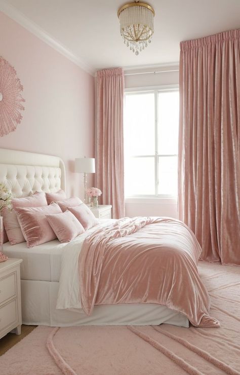 Student Apartment Aesthetic, Light Pink Room Aesthetic, Light Pink Bedroom, Anime Effects, Light Pink Rooms, Light Pink Bedrooms, Small Girls Bedrooms, Coquette Bedroom, Bedroom Ideas Pinterest