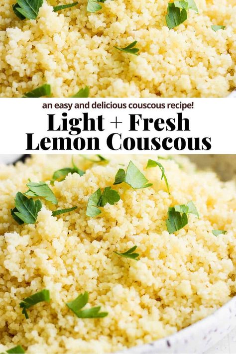 Lemon Couscous - a light, bright and delicious lemon couscous recipe that is the perfect side dish for any meal! #lemoncouscous #lemoncouscousrecipe #lemoncouscoussalad #lemoncouscousrecipes Simple Couscous Recipes, Lemon Couscous, Pearl Couscous Recipes, Couscous Salad Recipes, Couscous Recipe, Pasta Side Dishes, Easy Mediterranean Diet Recipes, Couscous Recipes, Meatless Main Dishes