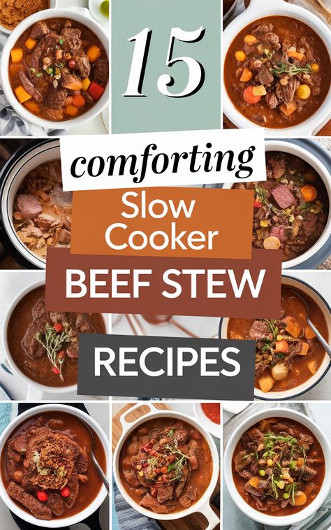 Discover 15 comforting slow cooker beef stew recipes that are perfect for cozy nights! These easy slow cooker beef stew recipes are packed with flavor. Whether you’re looking for traditional beef stew in a slow cooker or unique beef stew slow cooker recipes, we've got you covered! Beef Stew Slow Cooker Recipes, Best Slow Cooker Beef Stew, Easy Slow Cooker Beef Stew, Slow Cooker Beef Stew Recipes, Beef Stew Slow Cooker, Meatball Dinner Recipes, Slow Cooker Beef Stew Easy, Chunky Beef Stew, Beef And Mushroom Stew