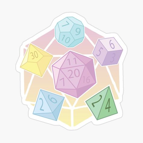 Get my art printed on awesome products. Support me at Redbubble #RBandME: https://www.redbubble.com/i/sticker/Dungeon-and-Dragons-DnD-Dice-Pastel-by-NickiCollings/69357273.EJUG5?asc=u Dnd Dice Sticker, Christmas Puns, Dungeons And Dragons, Vinyl Decal Stickers, Independent Artist, Pastel, Art Prints, Art