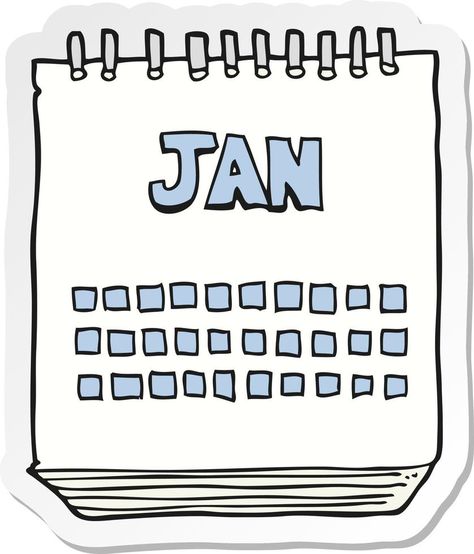 sticker of a cartoon calendar showing month of january January Cartoon, January Month, 3d Vector, Yearly Calendar, A Cartoon, Bullet Journal, Clip Art, Quick Saves