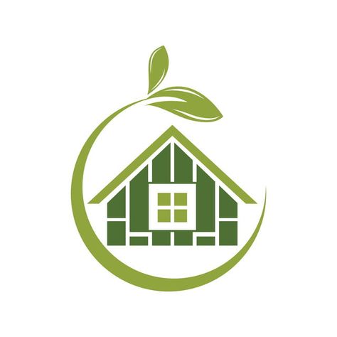 Wooden House Or Home Logo Design Template Eco Logo Design, Home Logo Design, House Logo Icon, Fresh Logo Design, Technology Design Graphic, Green Logo Design, House Icon, Eco Logo, House Logo Design