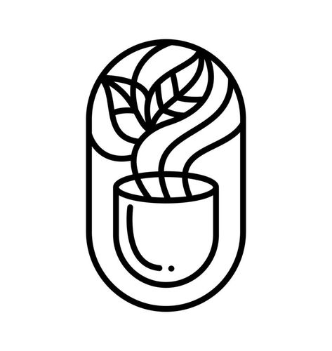 taza vectorial de té y hojas de árbol para café o etiqueta de producto agrícola logotipo ecológico diseño de planta orgánica. estilo lineal del emblema del día internacional del té redondo. icono abstracto vintage para el diseño de productos naturales Coffee Logo Branding, Coffee Brand Logo, Cafe Logos, Logo Cafe, Coffee Sale, Tea Logo, Cafe Branding, Pen Art Drawings, Coffee Logo