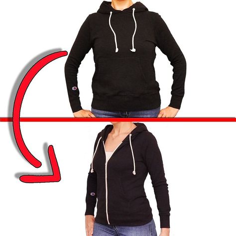 How to insert a zipper into a hoodie simply - fashionable and comfortable! | hoodie, zipper | How to insert a zipper into a hoodie simply - fashionable and comfortable! | By Miarti - Wiederverwendung Fitted Hoodie, Sewing Tips, Zipper Hoodie, Zip Up Hoodie, How To Make Your, Sewing Ideas, Sewing Hacks, Pullover Sweatshirt, Zip Ups