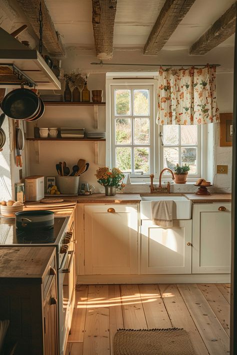 Explore 37 white kitchens that epitomize modern elegance. Tiny Cottage Kitchen, Space Hacks, Cottage Core Kitchen, Cottage Kitchen Ideas, Small Space Hacks, Cottage Kitchen Design, White Kitchens, Aesthetic Kitchen, Tiny Cottage