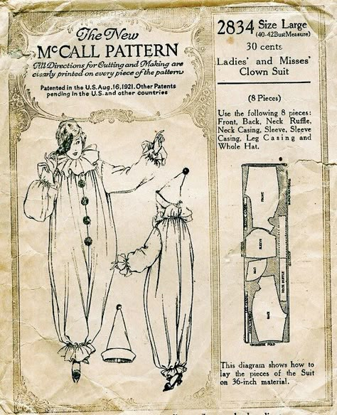 Clown Outfit Sewing Pattern, Clown Outfit Pattern, Clown Costume Sewing Pattern Free, Vintage Costume Patterns, Clown Costume Sewing Pattern, Clown Jumpsuit Pattern, Clown Suit Pattern Free, Clown Costume Pattern Free, Clown Pants Pattern