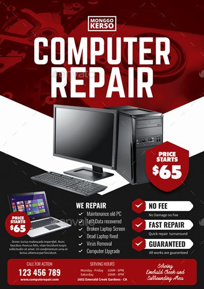 Poster Computer Design, Computer Poster, Computer Repair Business, Best Hacking Tools, Computer Repair Shop, Advert Design, Computer Repair Services, Free Psd Flyer Templates, Computer Shop