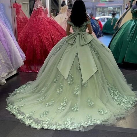 Shop Our Quinceañera Dress Collection Today – Page 2 Light Green Quinceanera Dresses, Sage Green Quinceanera, Green Quinceanera Dress, Quinceanera Dresses Green, Green Quince Dress, Formal Birthday Party, Flowers Sage Green, Green Quinceanera Theme, Green Quinceanera