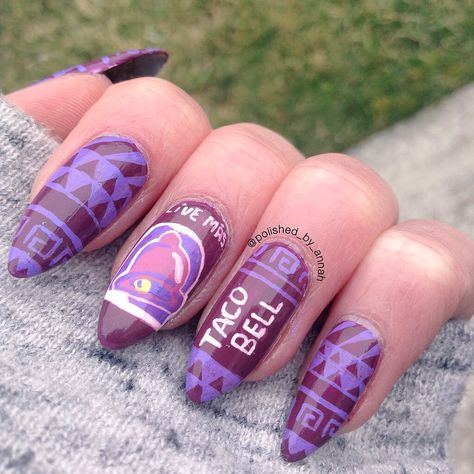 Taco Bell Nail Art, Taco Bell Nails, Taco Nails, Belle Tattoo, Taco Bell, Swag Nails, Toe Nails, My Nails, Nail Inspo