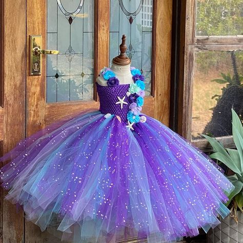 Mermaid Birthday Dress, Mermaid Dress For Kids, Flower Cosplay, Mermaid Portrait, Mermaid Tutu Dress, Ocean Themed Party, Mimi Birthday, Mermaid Tutu, Little Mermaid Dresses