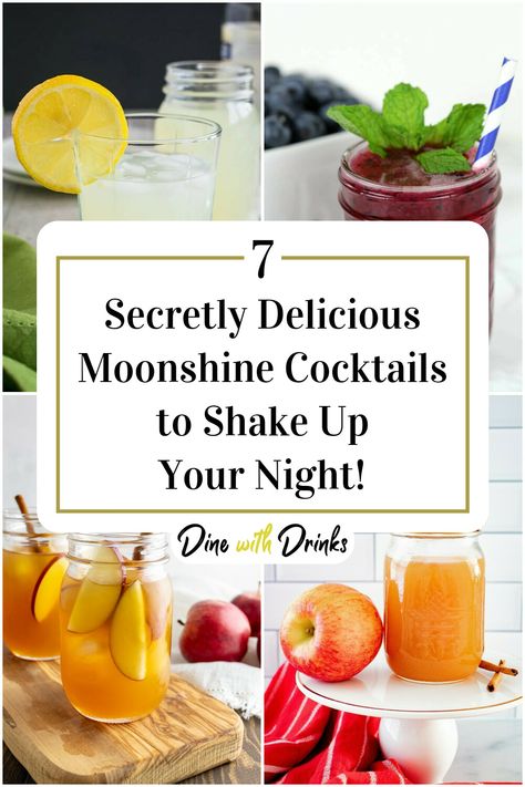 Collage of 4 moonshine cocktails. Unique Drinks, Moonshine Cocktails, Unique Drink, Christmas Cocktails, Cocktail Making, Drink Up, Mixology, Cocktail Recipes, Party Time