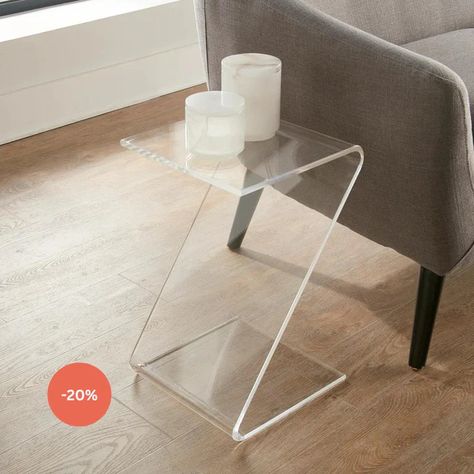 Clarté Acrylic Z-Shaped End Table – Clear Home Decor Acrylic Products, Acrylic Coffee Table, Advertising Ideas, Office Remodel, Acrylic Furniture, Acrylic Decor, Cast Acrylic, Home Office Accessories, Acrylic Sheets