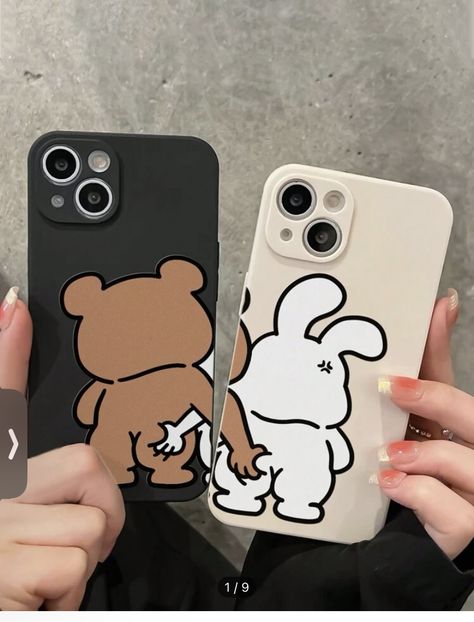 Couples Phone Cases, Mini Mochila, Latest Iphone, Rabbit Cartoon, Pattern Case, Couple Cartoon, Bear Pattern, Straight Edge, Soft Shell