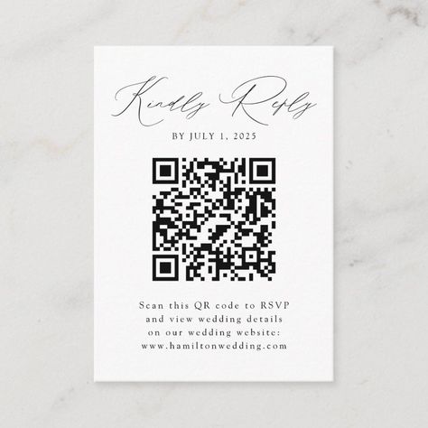 Modern Black Script QR Code RSVP Enclosure Card  Zazzle Wedding Envelope Box, Cards Display, Rsvp Online, Wedding Rsvp Cards, Practical Wedding, Wedding Enclosure Cards, Card Box Wedding, Wedding Envelopes, Rsvp Wedding Cards