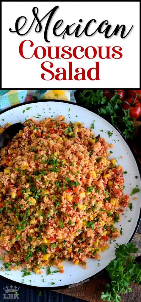 Mexican Couscous Salad - Lord Byron's Kitchen Salad Recipes Lettuce, Layer Salad Recipes, Mexican Couscous, Salad Caesar, Green Pea Salad, Bbq Foods, Lettuce Salad Recipes, Layer Salad, Seven Layer Salad