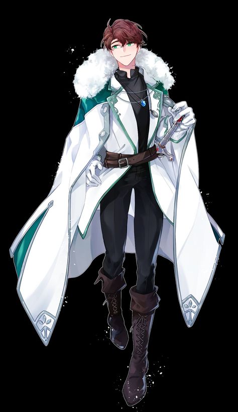 Fantasy Water Outfits Male, Anime Cloak Outfit, Winter Prince Outfit, Winter Fantasy Outfit Male, Cold Weather Fantasy Outfits Male, Fantasy Snow Outfit Male, Ice Prince Outfit, Ice Outfit Male, Winter Character Design Male