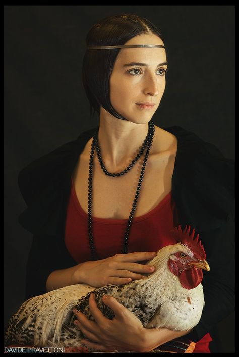 Lady With An Ermine, Expressions Photography, Fine Art Portrait Photography, Magic Realism, Creative Portrait Photography, Famous Artwork, Getty Museum, Art Parody, Surrealism Painting