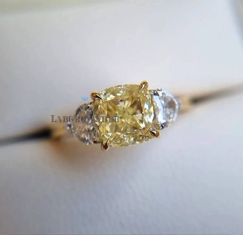 Yellow Diamond Engagement Ring Cushion, Diamond Ring Hidden Halo, Light Yellow Diamond, Canary Yellow Diamonds, Engagement Ring Cushion, Yellow Diamond Ring, Yellow Diamonds Engagement, Yellow Diamond Engagement Ring, Yellow Cushion