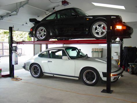 4 Post Car Lift....... Car Lift Garage, Auto Lift, Car Lift, Car Stacker, Vintage Car Garage, Hydraulic Car Lift, 4 Post Car Lift, Garage Car Lift, Garage Lift