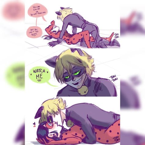 Comics Ladybug, Ladybug E Catnoir, Photo Manga, Ladybug Und Cat Noir, Mlb Comics, Miraculous Ladybug Kiss, Ladybug And Cat Noir, Ladybug Wallpaper, Catty Noir