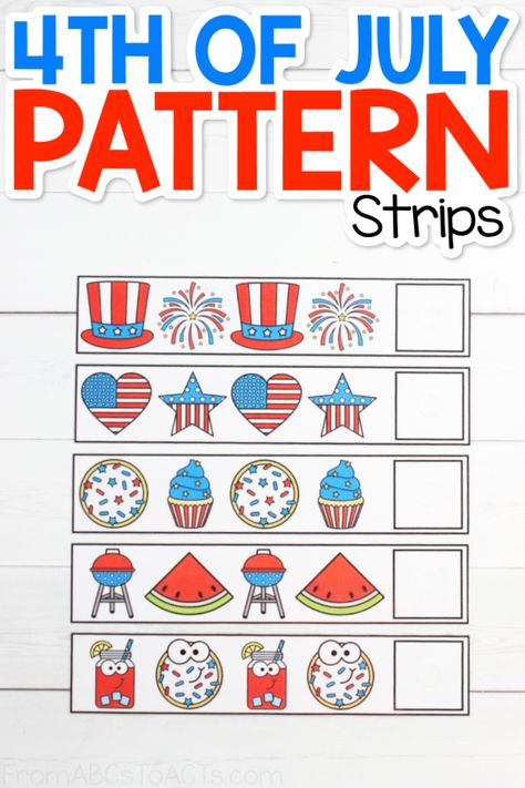 If you've ever tried teaching patterns to preschoolers, you know that its a skill that you'll practice over and over again. Fourth Of July Preschool Activities, 4th Of July Preschool Activities, Fourth Of July Preschool, 4th Of July Preschool, Blue Activities, Occupational Therapy Interventions, Teaching Patterns, Independence Day Activities, Patriotic Activities