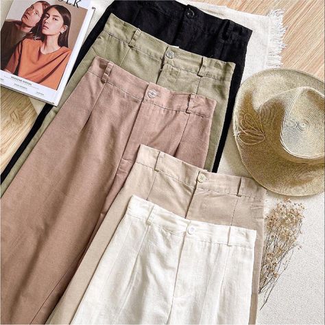 Linen Culottes, Ikat Pinggang, Culotte Pants, Loose Pants, Cheap Fashion, Famous Brands, Linen Women, Seoul, Celebrity Style