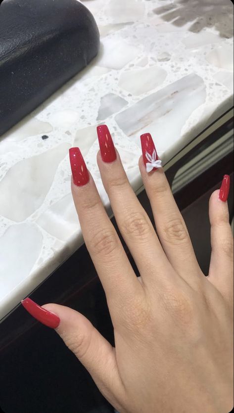 Red coffin long nails with a bow Prom Nails Coffin, Red Ballerina Nails, Red Nails With Bow, Nails With A Bow, Red Ballerina, Red Coffin, Red Ballerinas, Coffin Shape Nails, Ballerina Nails